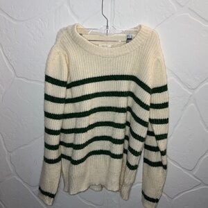 Maurices Ivory and Forest Striped Sweater